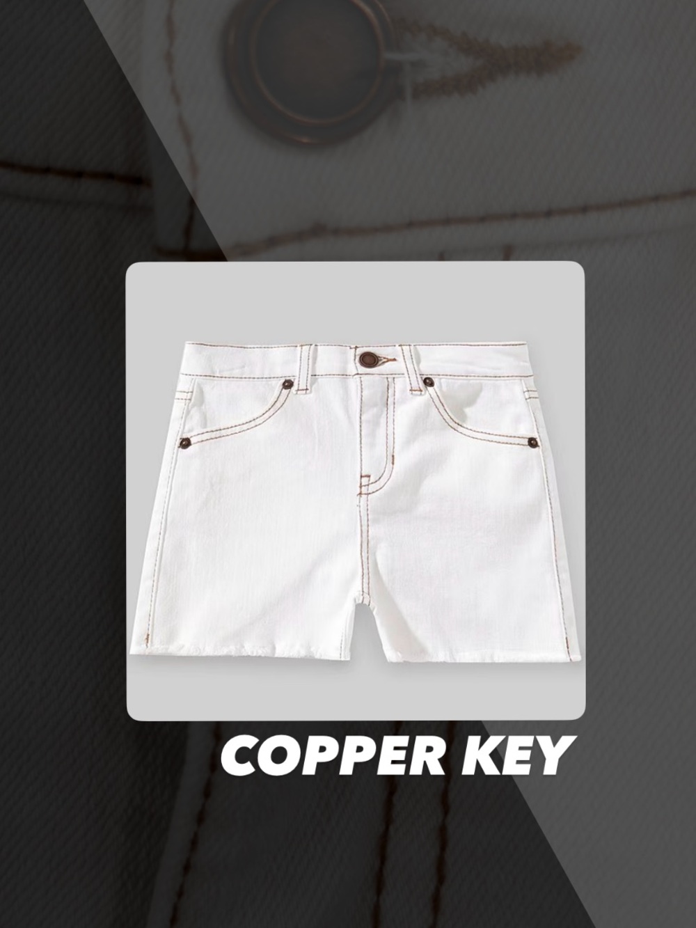 EUC Copper Key White Frayed Hem Cut Off Denim Shorts